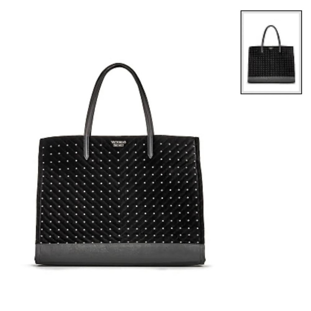 VICTORIA’S SECRET STUDDED BLACK VELVET TOTE